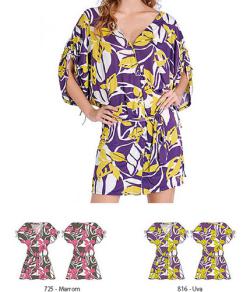 Vestido Abotovel Classic Folhas  (1435)