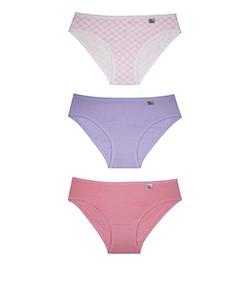 Kit Infantil 3 Calcinhas DelRio (51354) Xadrez/Lils/New Nude