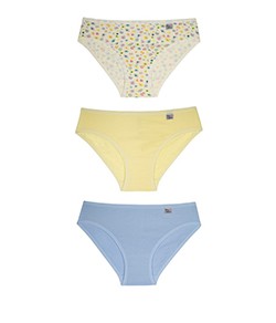 Kit Infantil 3 Calcinhas DelRio (51354) Estampada/Amarela/Azul