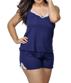 Short Doll Com Renda DeMillus Grenade (20342) Marinho