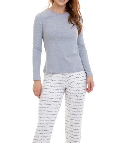 Pijama Longo Escrita E-Pijama By Sepi (6059/LS223) Algodo e Viscolycra