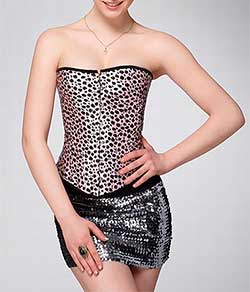 Corset em Cetim Estampado - Corselet Illumina V (MH22) Leopardo