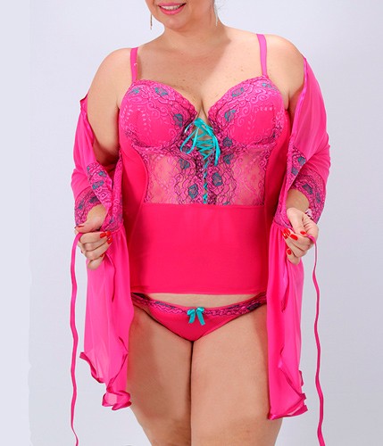 Robe Pink Turquesa Ksell (03) Plus Size