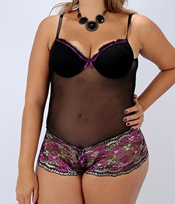 Body Floral Ksell (900B6) com Pernas em Renda