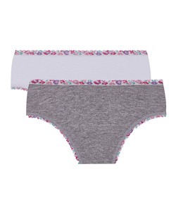 Kit Infantil 2 Calcinhas Lobinha Lupo (00238-088) Algodo - Branco/Cinza