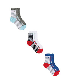 Kit 3 Pares de Meias Lupo Kids (02630-089) Anil/Branca/Cinza