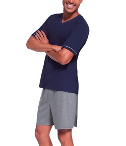 Pijama Masculino Curto Marinho Lupo (28000-001) 100% Algodo