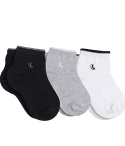 Kit Infantil 3 Pares de Meias Lupo Kids (02725-089) Branco/Preto/Cinza