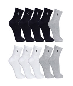 Kit 10 Pares de Meias Cano Mdio Lupo Sport (03245-910) Branco/Preto/Cinza