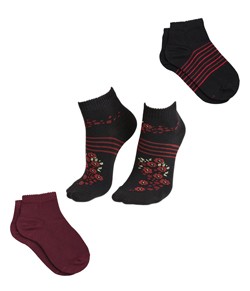 Kit 3 Pares de Meias Soquete Lupo (04535-989) Preta/Vinho/Preto
