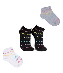 Kit 3 Pares de Meias Soquete Lupo (04535-989) Preta/Branca/Cinza