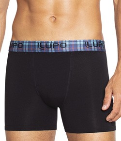 Cueca Boxer Elstico Xadrez Lupo (00603-003) Cotton