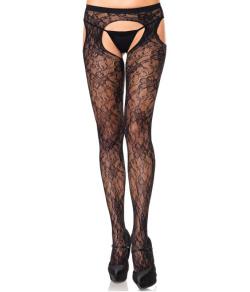Meia-cala Rendada com Abertura Leg Avenue (1919) "Gardenia Lace Suspender Hose"