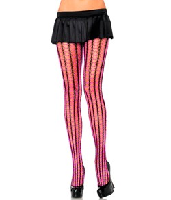 Meia-cala Preto/Pink Leg Avenue (9926) "Thorn Net Contrast Color Pantyhose"