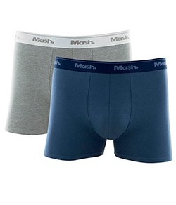 Kit 2 Cuecas Boxer Basic Mash (110.04) Azul Jean Escuro/Mescla