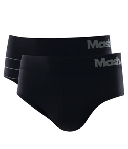 Kit 2 Cuecas Slip Sem Costura Mash (711.03) Preto Listrado/Preto