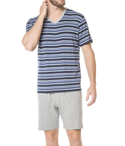 Pijama Masculino Curto Listrado Podiun (8060) Poliviscose