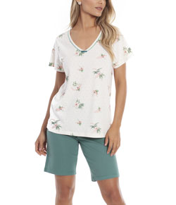 Pijama Curto Floral Paulienne Clássica (C.101.63.B) 100% Algodão