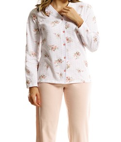 Pijama Longo Aberto Floral Paulienne (I.214.62.L) 100% Algodão