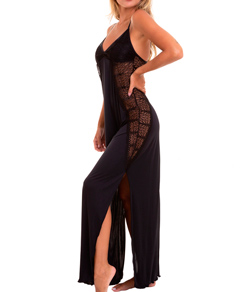 Camisola Longa Liganete e Renda Sepie (2095) Preta