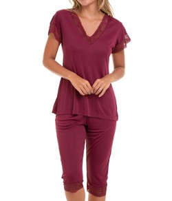Pijama Capri Liganete com Renda Sepie (2270) Vinho