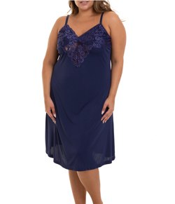 Camisola Curta Liganete Com Renda Sepie (2352) Marinho - Plus Size