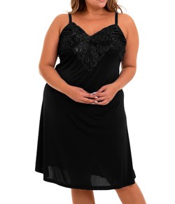 Camisola Curta Liganete Com Renda Sepie (2352) Preto - Plus Size