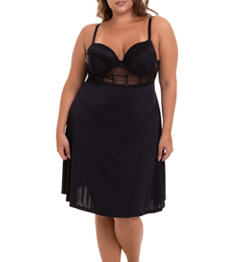 Camisola Curta Liganete e Renda Sepie (2358) Plus Size - Preto