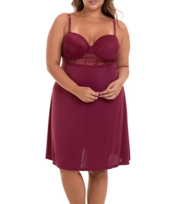 Camisola Curta Liganete e Renda Sepie (2358) Plus Size - Vinho