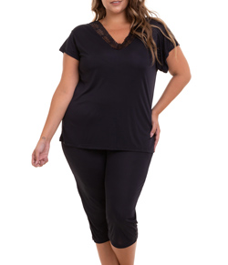 Pijama Capri Liganete Sepie (2470) Preto - Plus Size