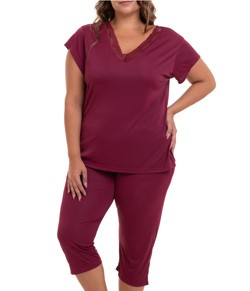Pijama Capri Liganete Sepie (2470) Vinho - Plus Size