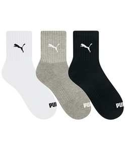 Kit 3 Pares de Meias Cano Mdio Puma Masculina (4530-001) Preto/Mescla/Branco