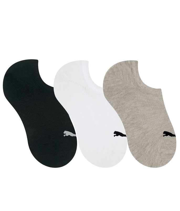 Kit 3 Pares de Meias Sapatilha Puma (4710.001) Preto/Cinza Mescla/Branco