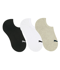 Kit 3 Pares de Meias Sapatilha Puma (4710.001) Preto/Branco/Mescla Claro