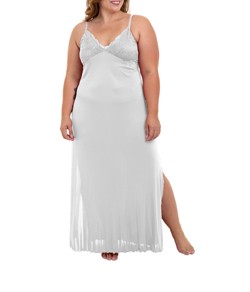Camisola Longa Com Renda Branco Liganete Sepie (1010-PL) Plus Size - Branco