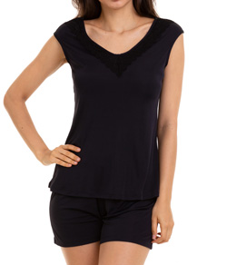 Pijama Curto Regata Sepie (1051) Liganete - Preto