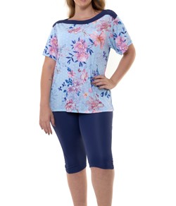 Pijama Capri Liganete Floral Po Sepie (2464) Plus Size