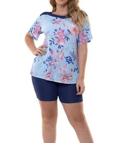 Short Doll Liganete Floral Rosas Sepie (2474) Plus Size