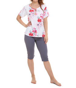Pijama Capri Floral Papoula Sepie (2561) Liganete