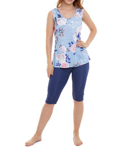 Pijama Capri Regata Floral Rosas Sepie (2569) Liganete