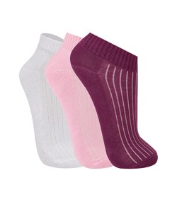 Kit 3 Pares de Meias Cano Curto Trifil (T08004/8004)  Branco/Rosa/Roxo