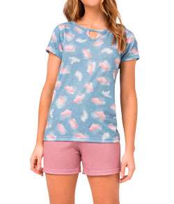 Pijama Curto Nuvens Toque Íntimo (05.01.087) Poliplex