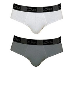 Kit 2 Cuecas Slip Plus Zorba (716) Branco/Grafite