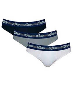 Kit 3 Cuecas Slip Max Zorba (0764) Preto/Grafite/Branco